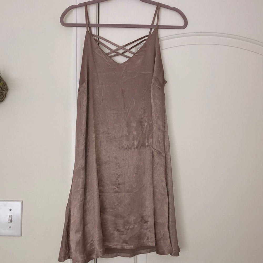 Champagne silk mini dress